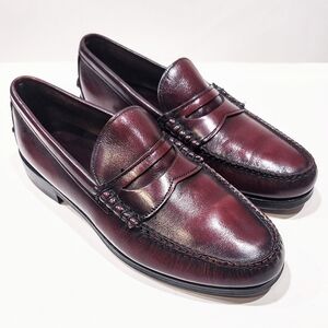 Hanover Handsewn Penny Loafers Men’s 10D Burgundy Oxblood Leather USA Vintage
